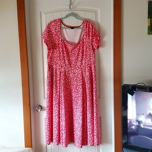 Red and white floral dress